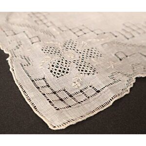 Handkerchief Hanky Hankie Vintage White With Open Work